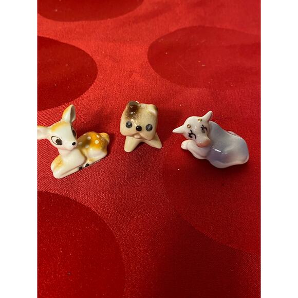 Lot of 3 Miniature Animal Figures or Chopstick rests ceramic 1 inch long EUC - Picture 1 of 12
